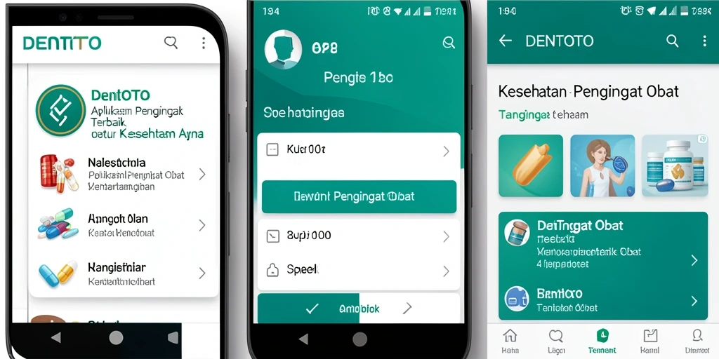 Tampilan antarmuka pengguna DENTOTO untuk pengingat obat yang mudah dipahami.