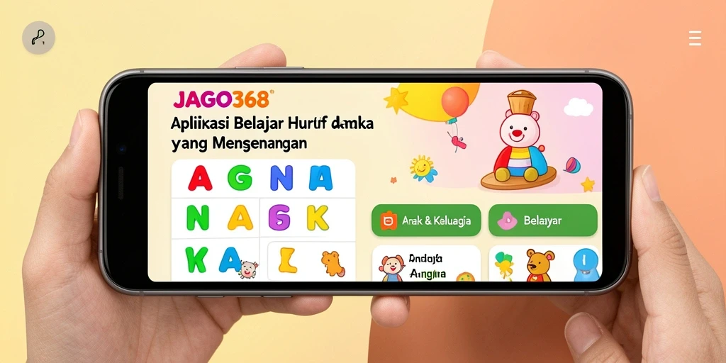 Antarmuka JAGO368 yang menarik untuk belajar huruf dan angka.