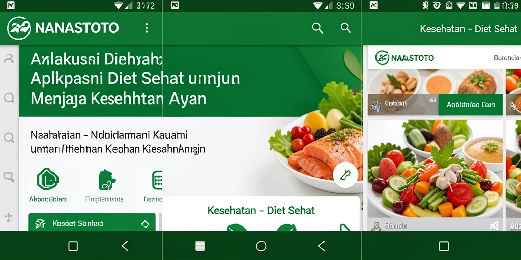 Antarmuka aplikasi NANASTOTO untuk pola makan sehat.