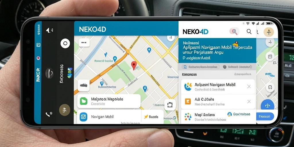 Antarmuka aplikasi NEKO4D yang menampilkan peta navigasi mobil.
