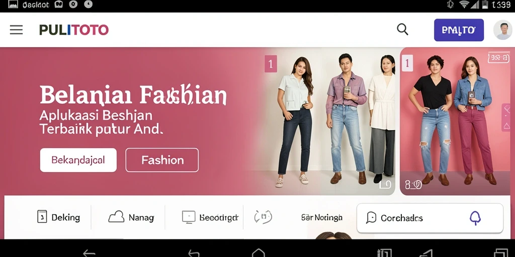 Tampilan antarmuka PULITOTO yang modern dan menarik untuk belanja fashion.