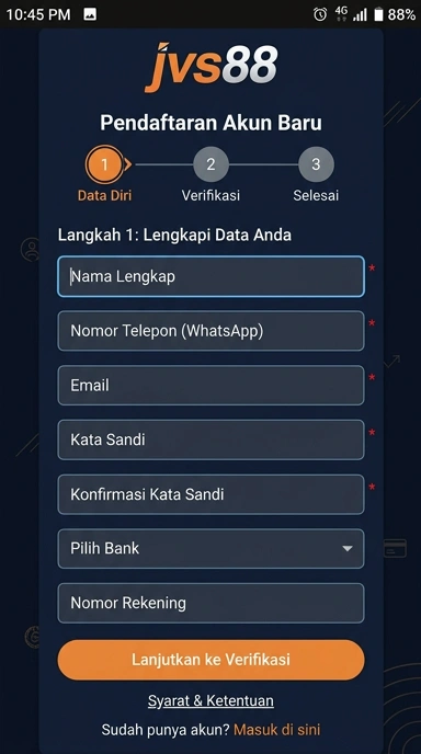 Registrasi Akun Jvs88 untuk Pengguna Android